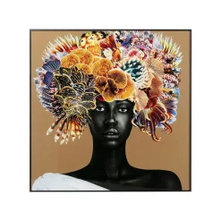 KARE Design Affiche Encadrée Femme Coraux Poissons 120x120cm ^ Tableau