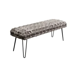 KARE Design Banc Weave Velours Gris ^ Banc