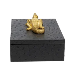 KARE Design Boîtes Noires Crocodiles Dorés Set De 2 ^ Boîte