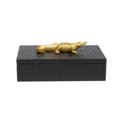 KARE Design Boîtes Noires Crocodiles Dorés Set De 2 ^ Boîte
