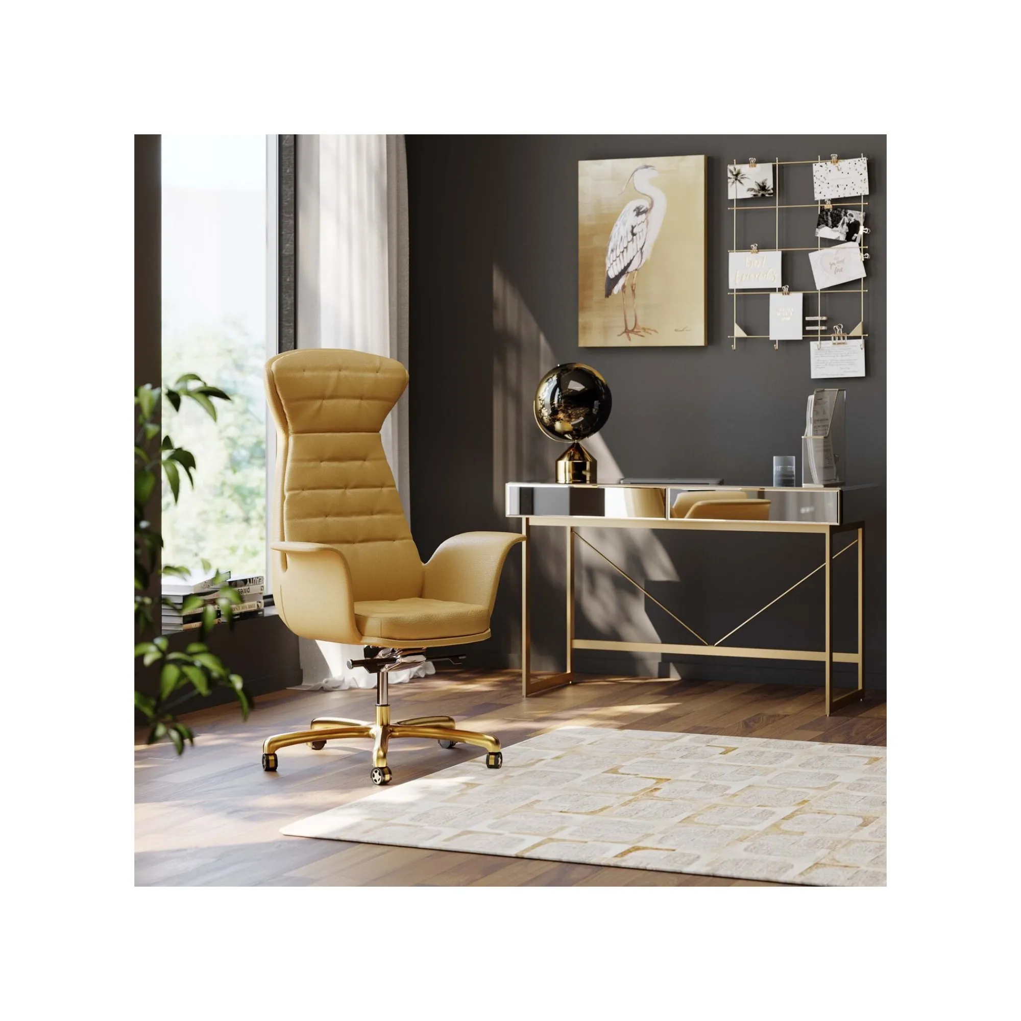 KARE Design Bureau Soran 120x50cm Doré ^ Bureau