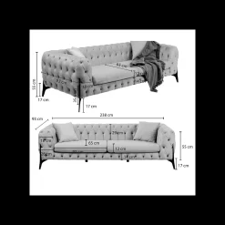 KARE Design Canapé Bellissima 3 Places Velours Beige ^ Canapé & Banquette