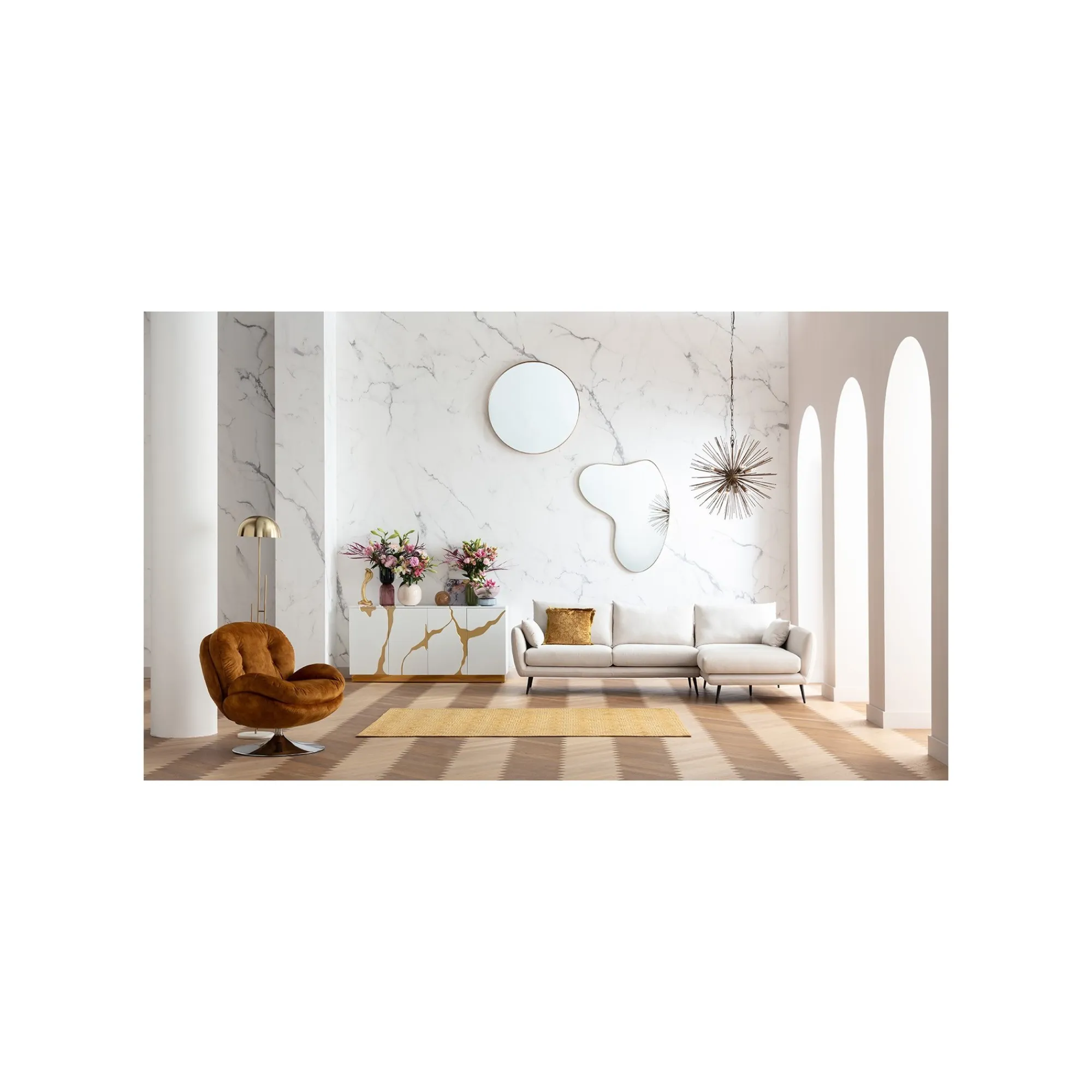 KARE Design Canapé D'angle Amalfi Droite Crème ^ Canapé & Banquette