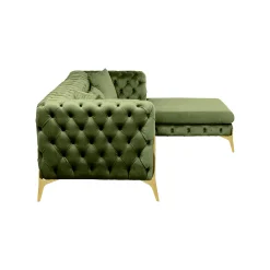 KARE Design Canapé D'angle Bellissima Droite Velours Vert ^ Canapé & Banquette