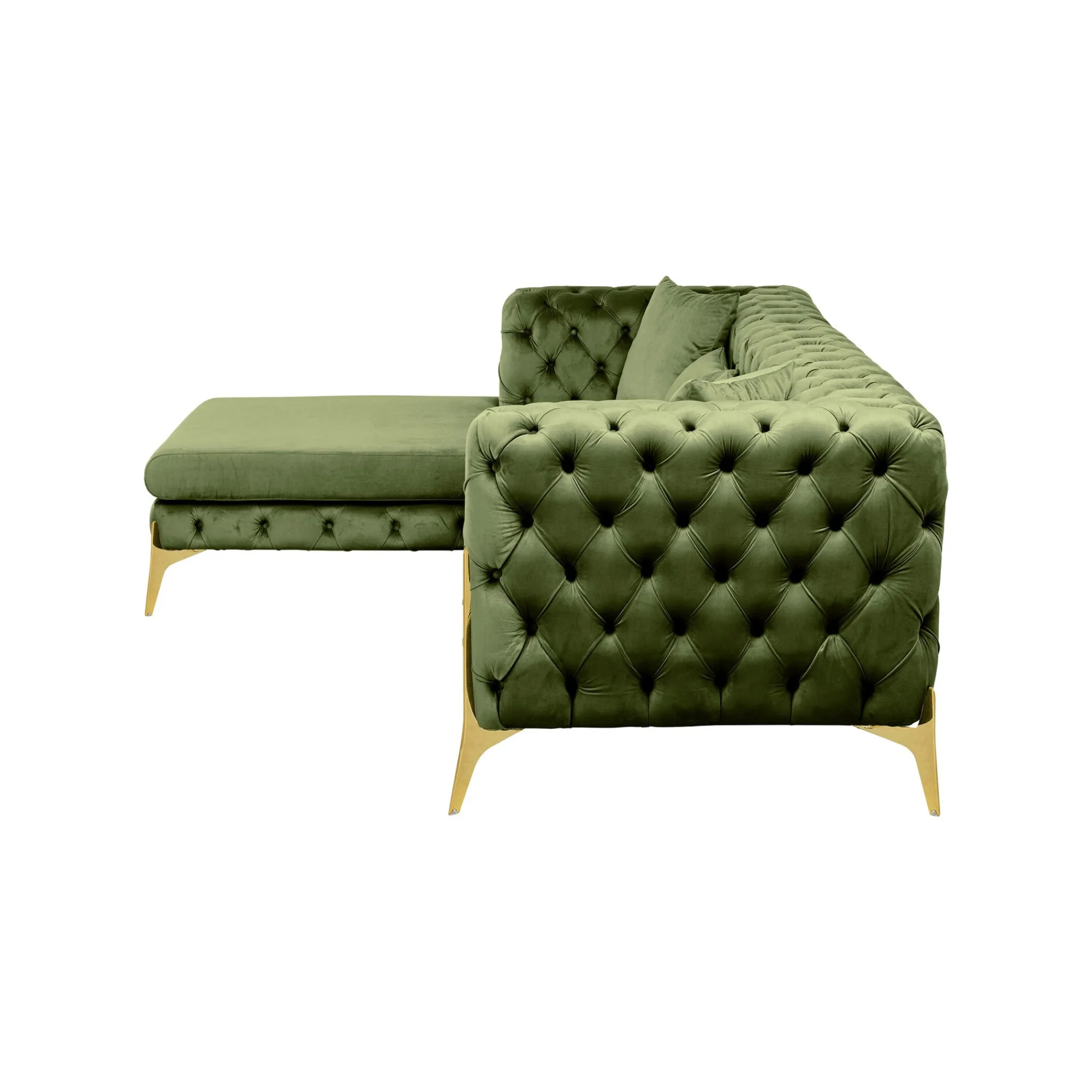 KARE Design Canapé D'angle Bellissima Gauche Velours Vert ^ Canapé & Banquette