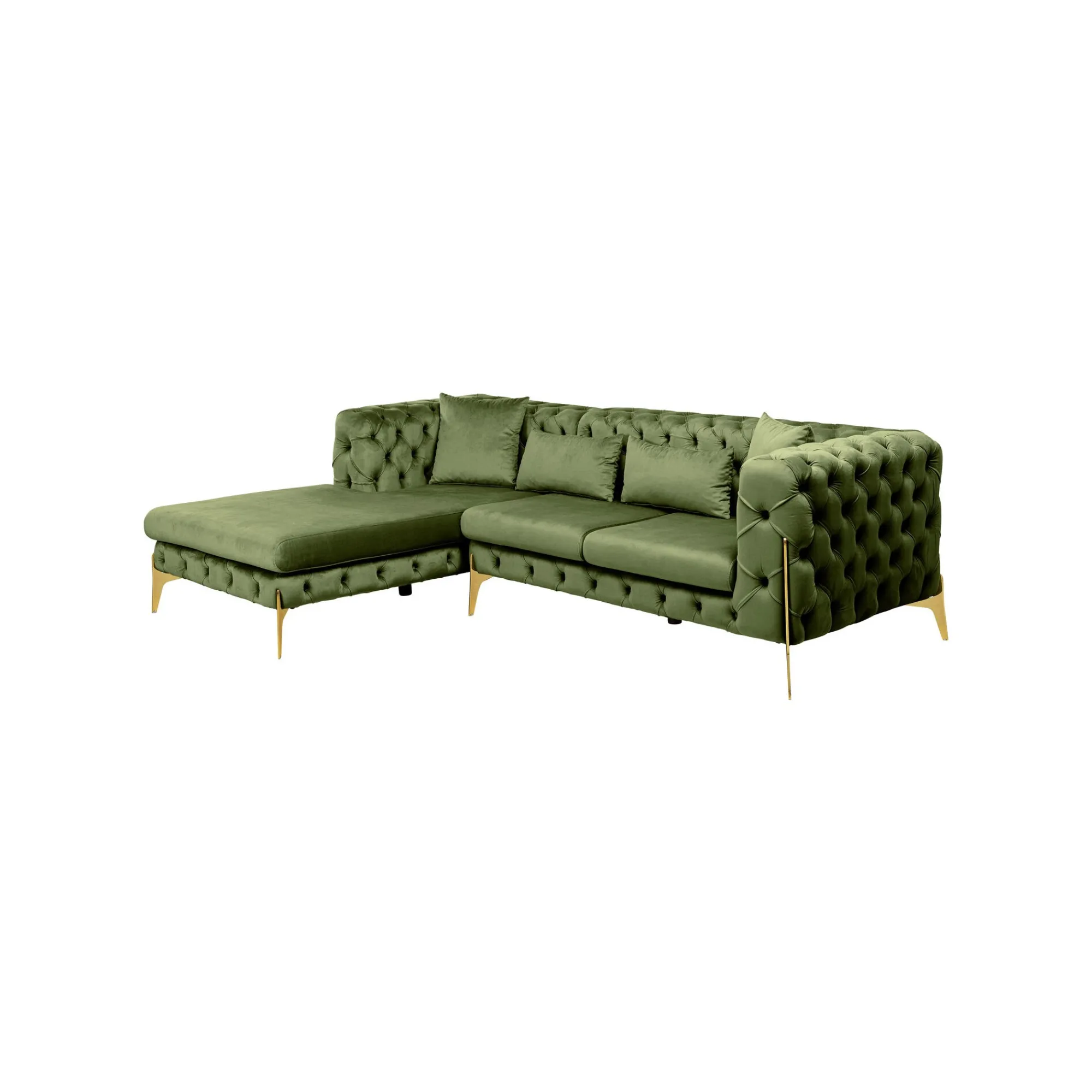KARE Design Canapé D'angle Bellissima Gauche Velours Vert ^ Canapé & Banquette