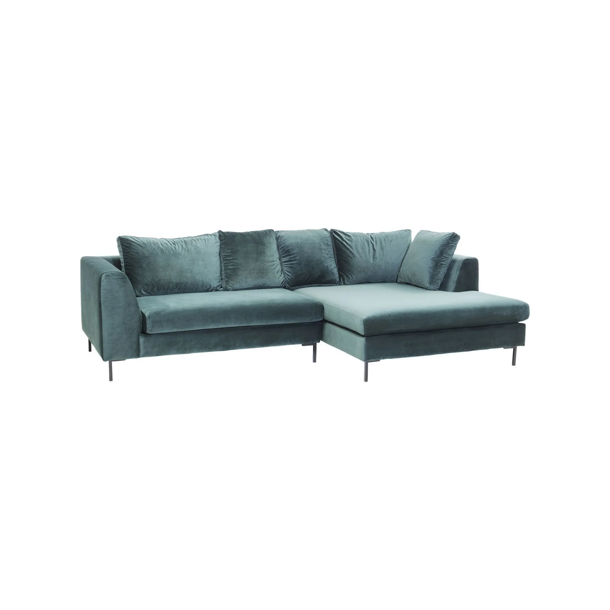 KARE Design Canapé D'angle Gianna 290cm Droite Velours Vert ^ Canapé & Banquette