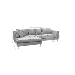 KARE Design Canapé D'angle Gianna 290cm Gauche Velours Gris ^ Canapé & Banquette
