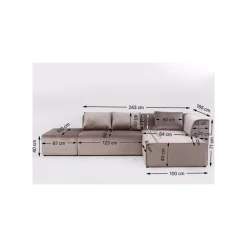 KARE Design Canapé D'angle Infinity Droite Velours Taupe ^ Canapé & Banquette