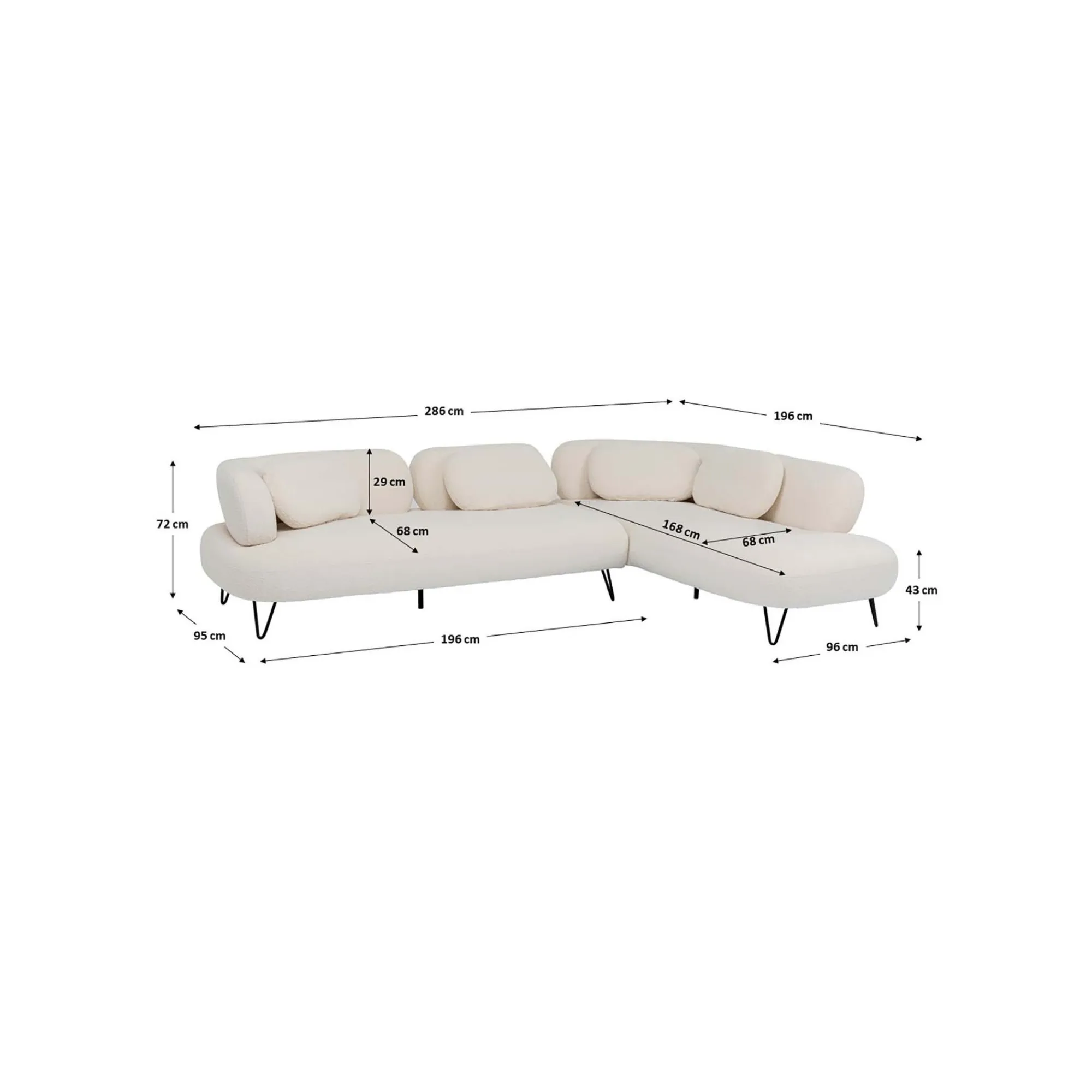 KARE Design Canapé D'angle Peppo Crème Droite ^ Canapé & Banquette