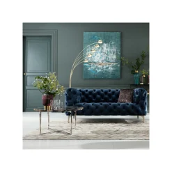 KARE Design Canapé Look 2 Places Velours Bleu Pétrole ^ Canapé & Banquette