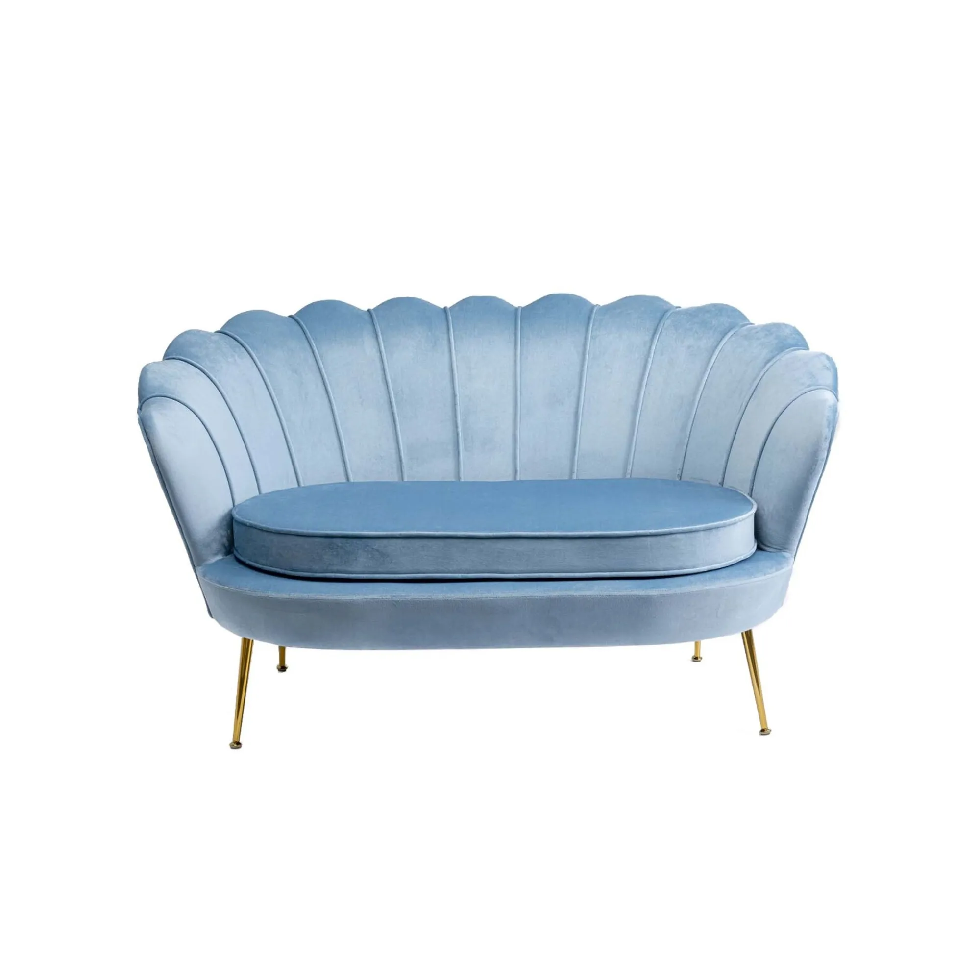 KARE Design Canapé Water Lily 2 Places Velours Bleu Et Acier Doré ^ Canapé & Banquette