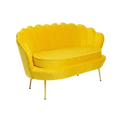 KARE Design Canapé Water Lily 2 Places Velours Jaune Et Acier Doré ^ Canapé & Banquette