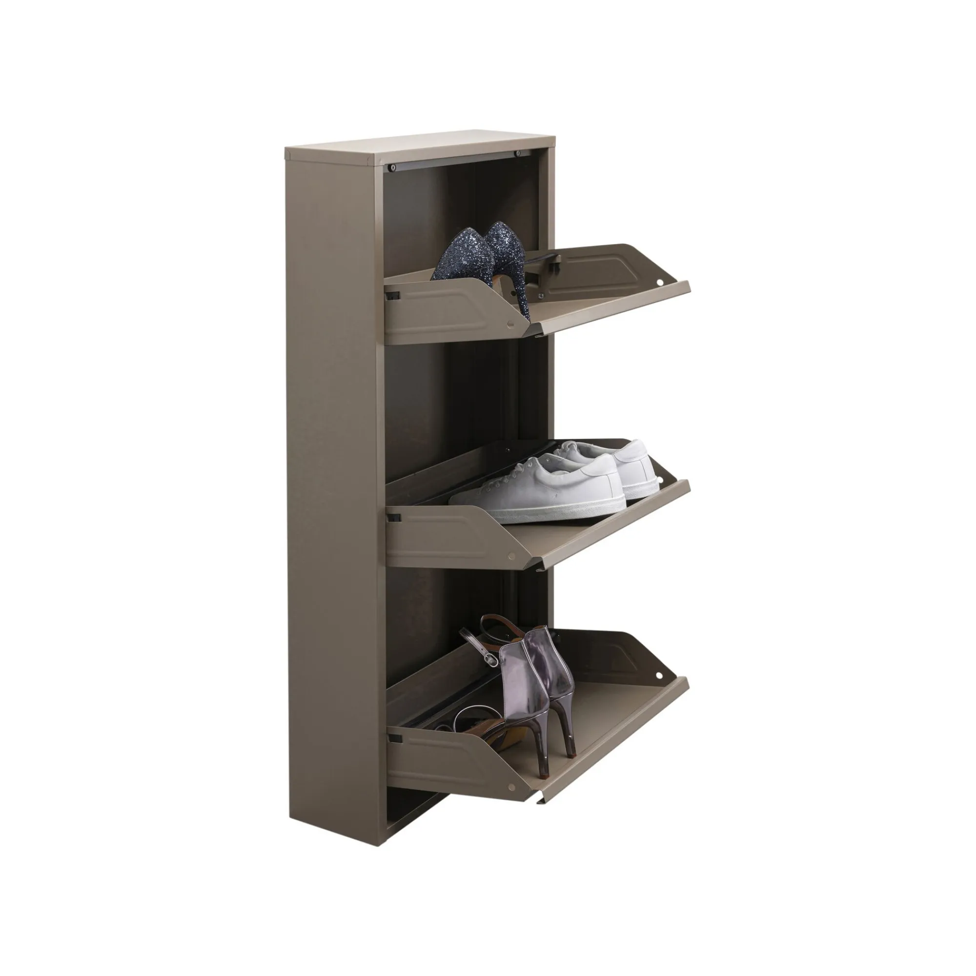 KARE Design Casier à Chaussures Caruso Taupe 3 Tiroirs ^ Meuble À Chaussures