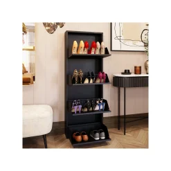 KARE Design Casier à Chaussures Caruso Noir 4 Tiroirs ^ Meuble À Chaussures