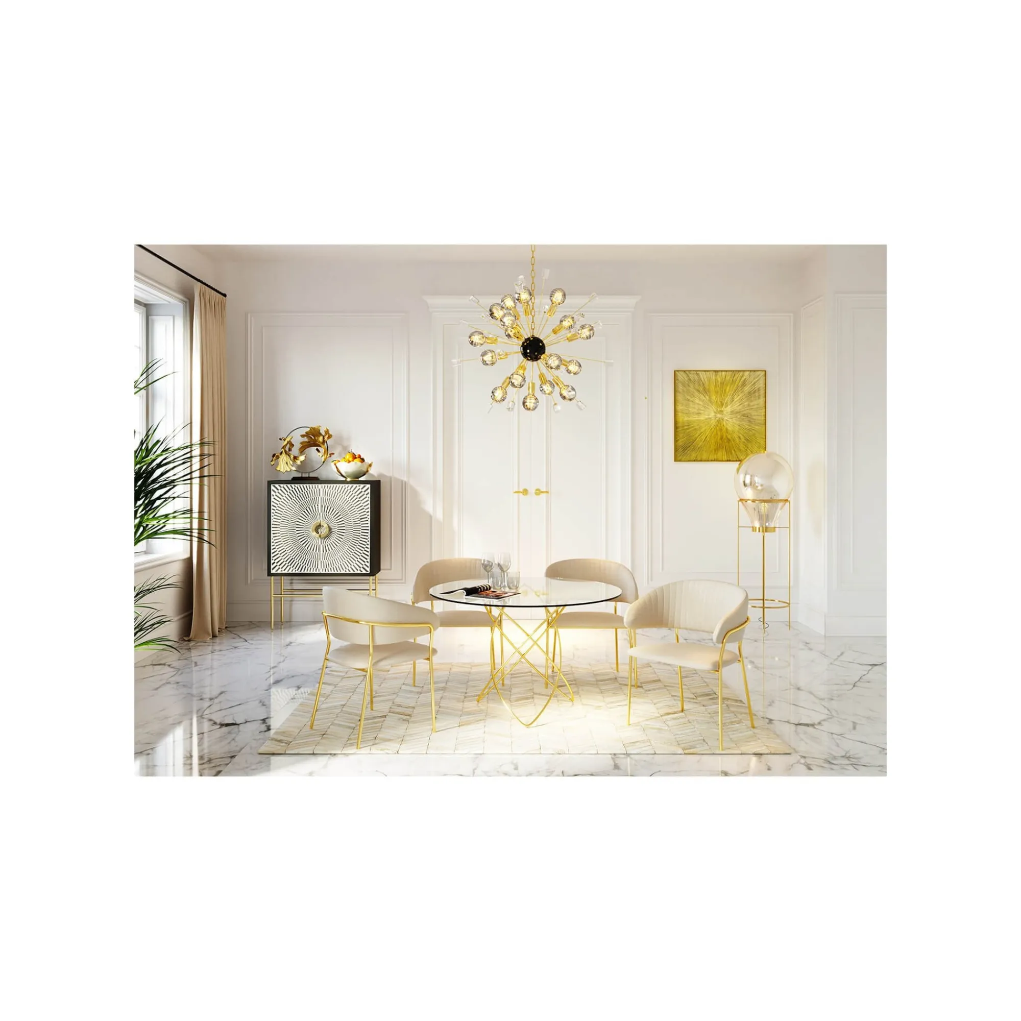 KARE Design Chaise Avec Accoudoirs Belle Velours Crème ^ Chaise