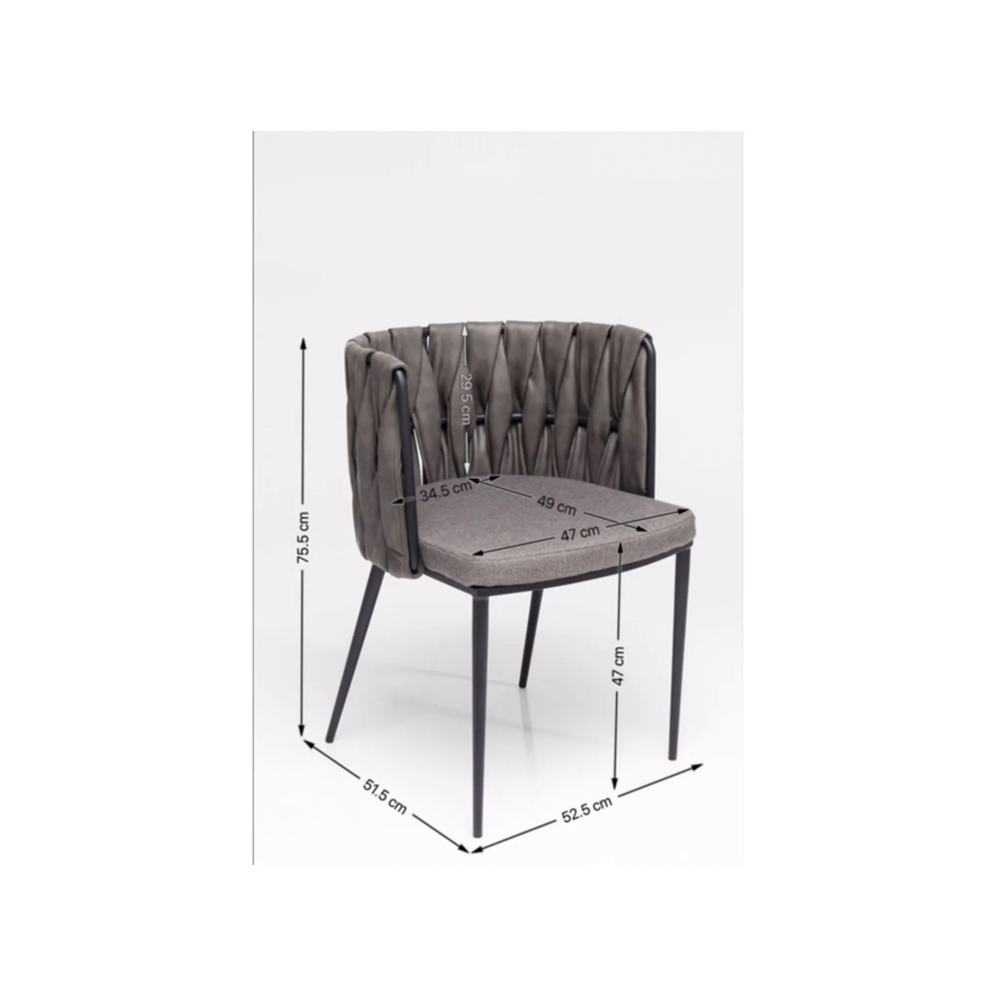KARE Design Chaise Avec Accoudoirs Cheerio Grise ^ Chaise