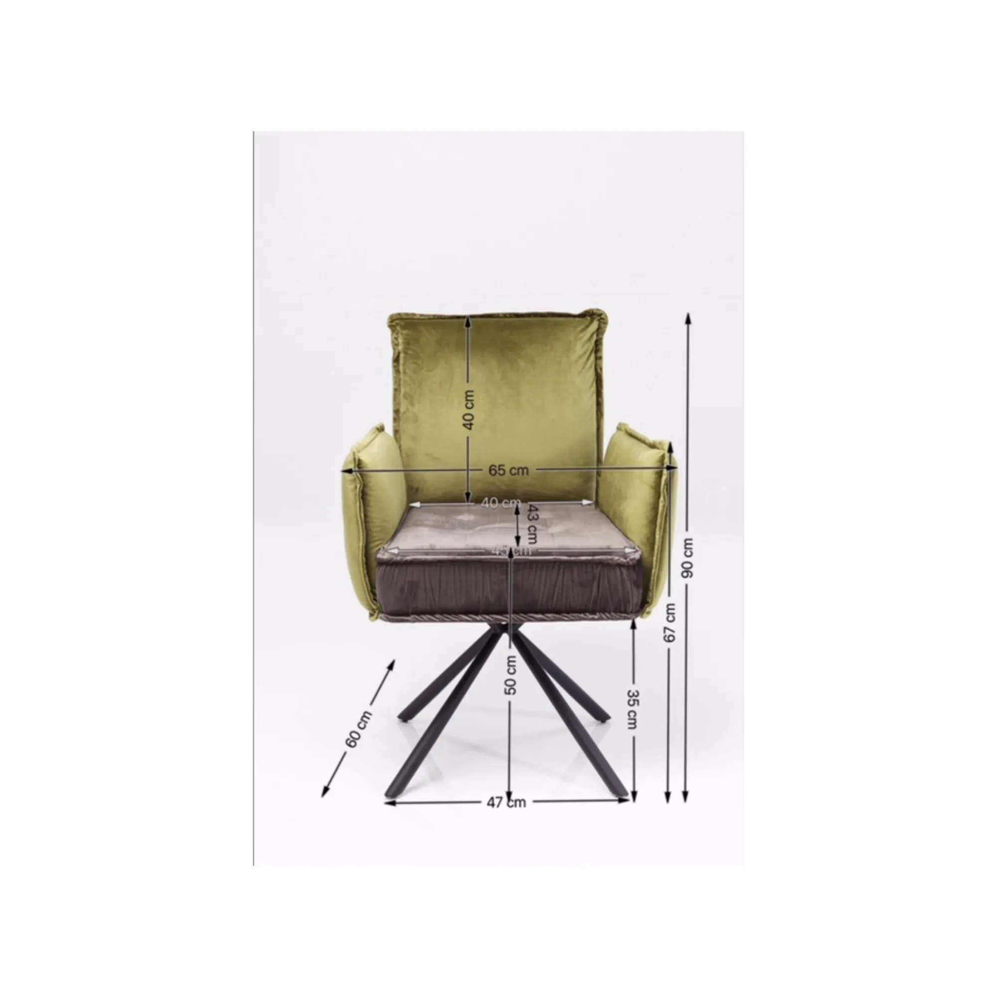 KARE Design Chaise Avec Accoudoirs Chelsea Verte Et Grise ^ Chaise