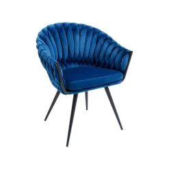 KARE Design Chaise Avec Accoudoirs Knot Velours Bleu ^ Chaise