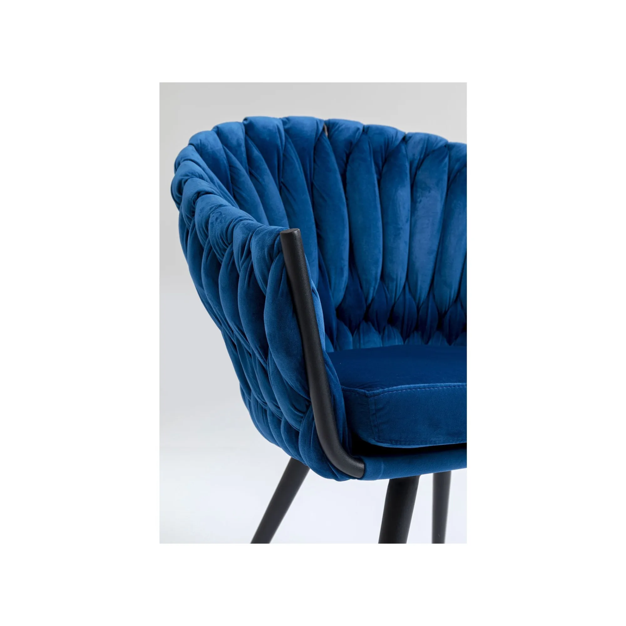 KARE Design Chaise Avec Accoudoirs Knot Velours Bleu ^ Chaise