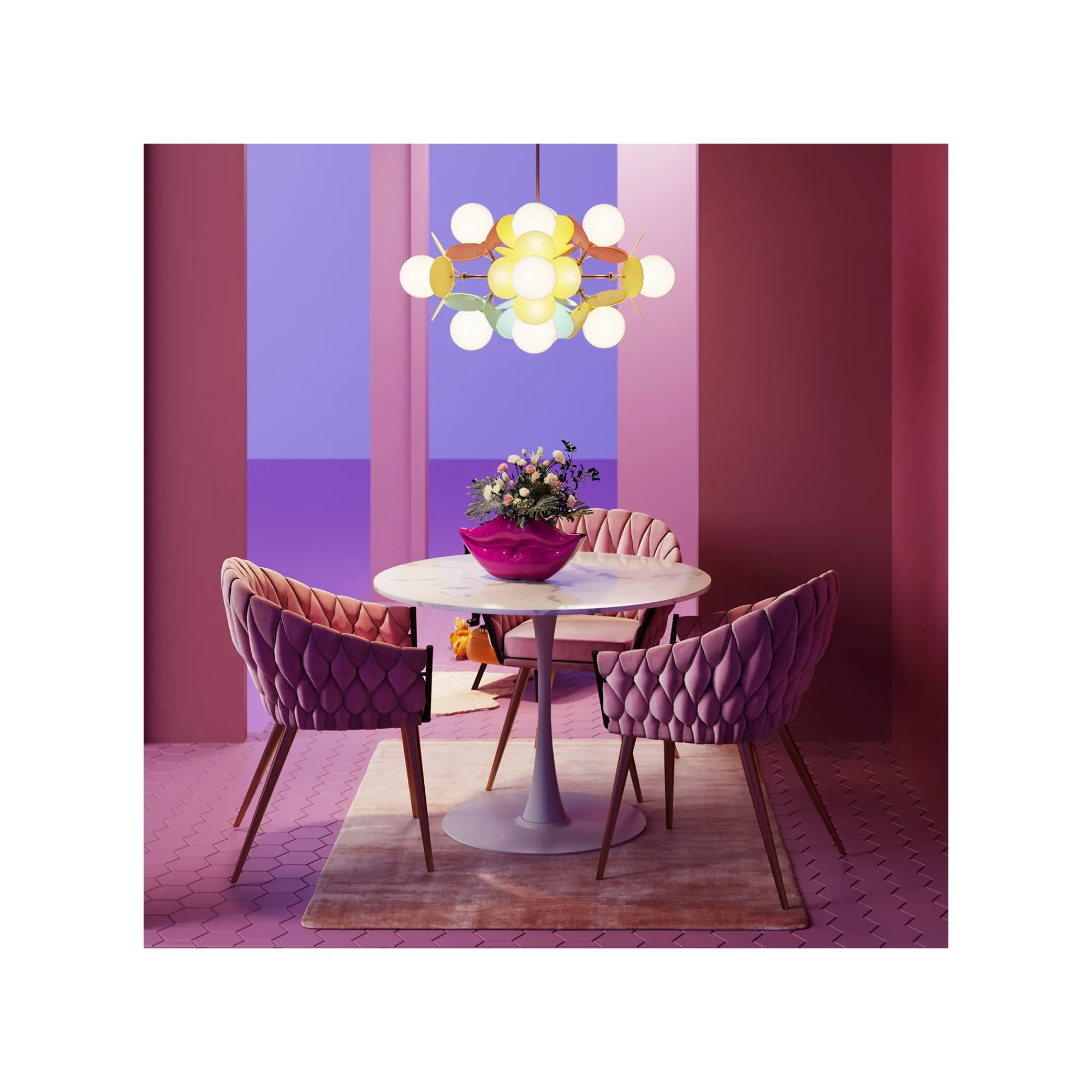 KARE Design Chaise Avec Accoudoirs Knot Velours Rose ^ Chaise