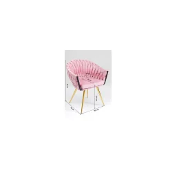 KARE Design Chaise Avec Accoudoirs Knot Velours Rose ^ Chaise