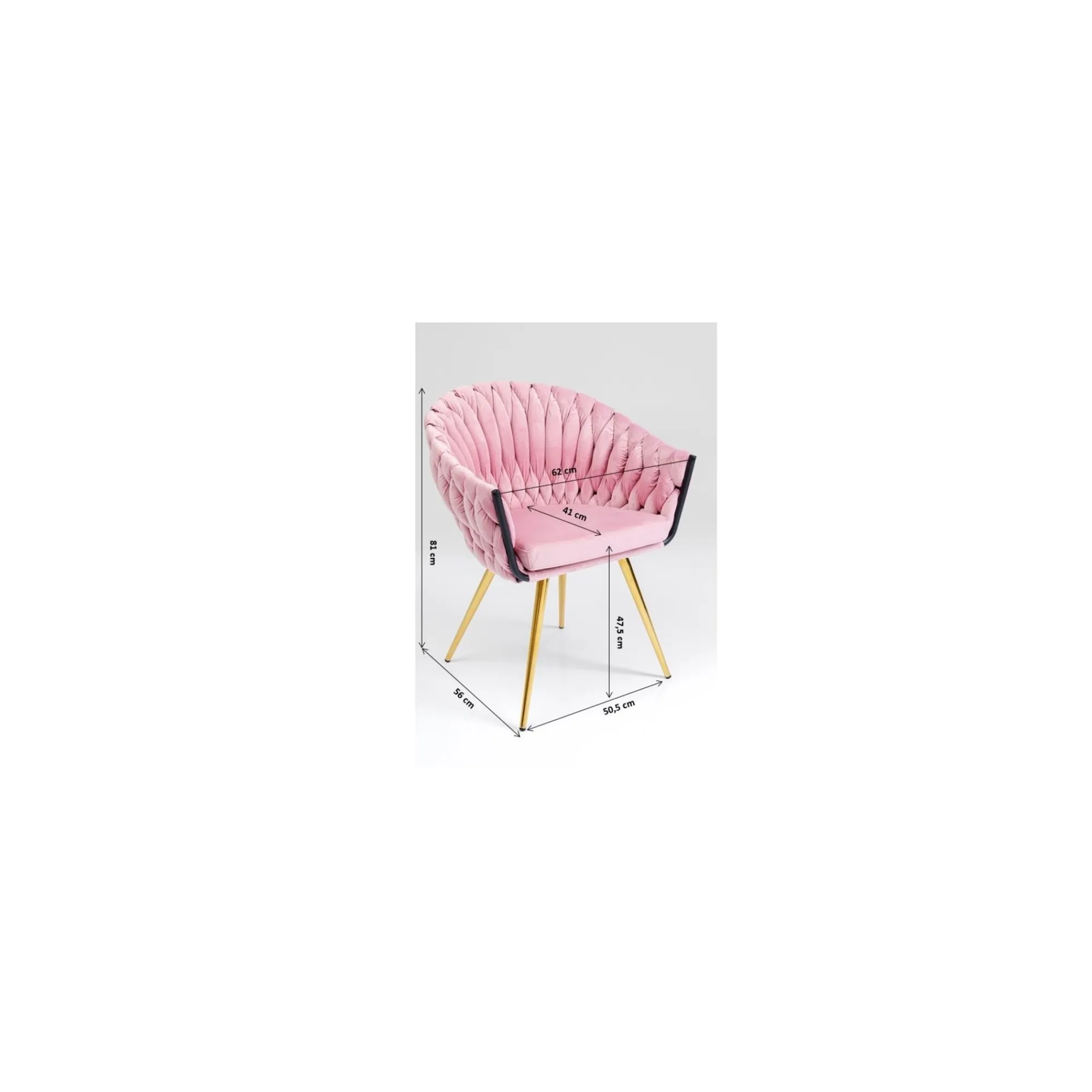 KARE Design Chaise Avec Accoudoirs Knot Velours Rose ^ Chaise