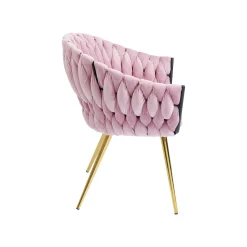 KARE Design Chaise Avec Accoudoirs Knot Velours Rose ^ Chaise