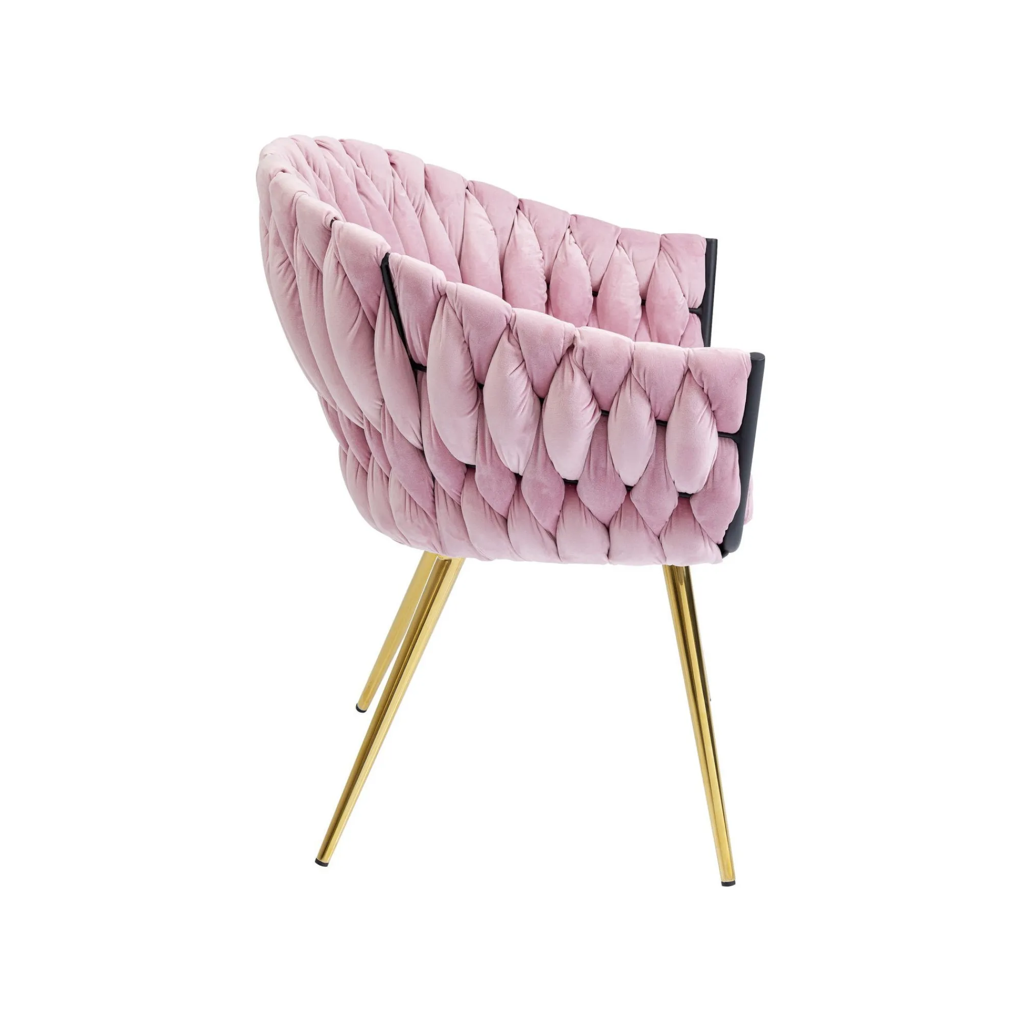 KARE Design Chaise Avec Accoudoirs Knot Velours Rose ^ Chaise