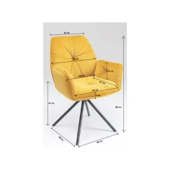 KARE Design Chaise Avec Accoudoirs Mila Velours Jaune ^ Chaise
