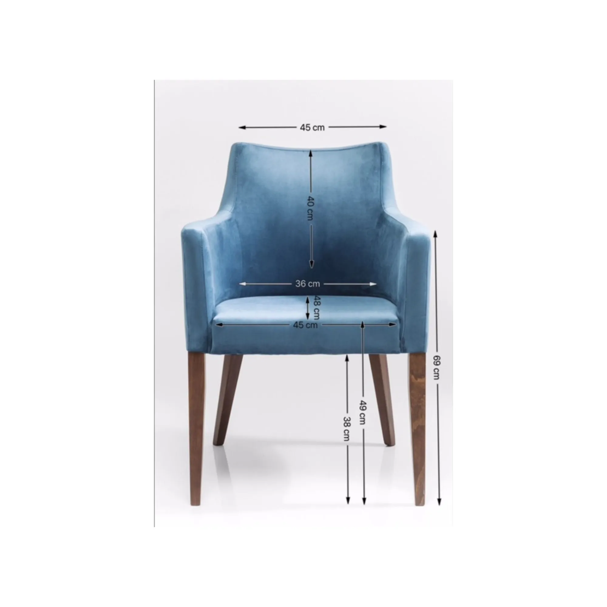 KARE Design Chaise Avec Accoudoirs Mode Velours Bleu Pétrole ^ Chaise