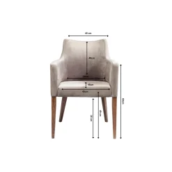 KARE Design Chaise Avec Accoudoirs Mode Velours Gris ^ Chaise