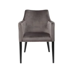 KARE Design Chaise Avec Accoudoirs Mode Pieds Noirs Velours Gris ^ Chaise