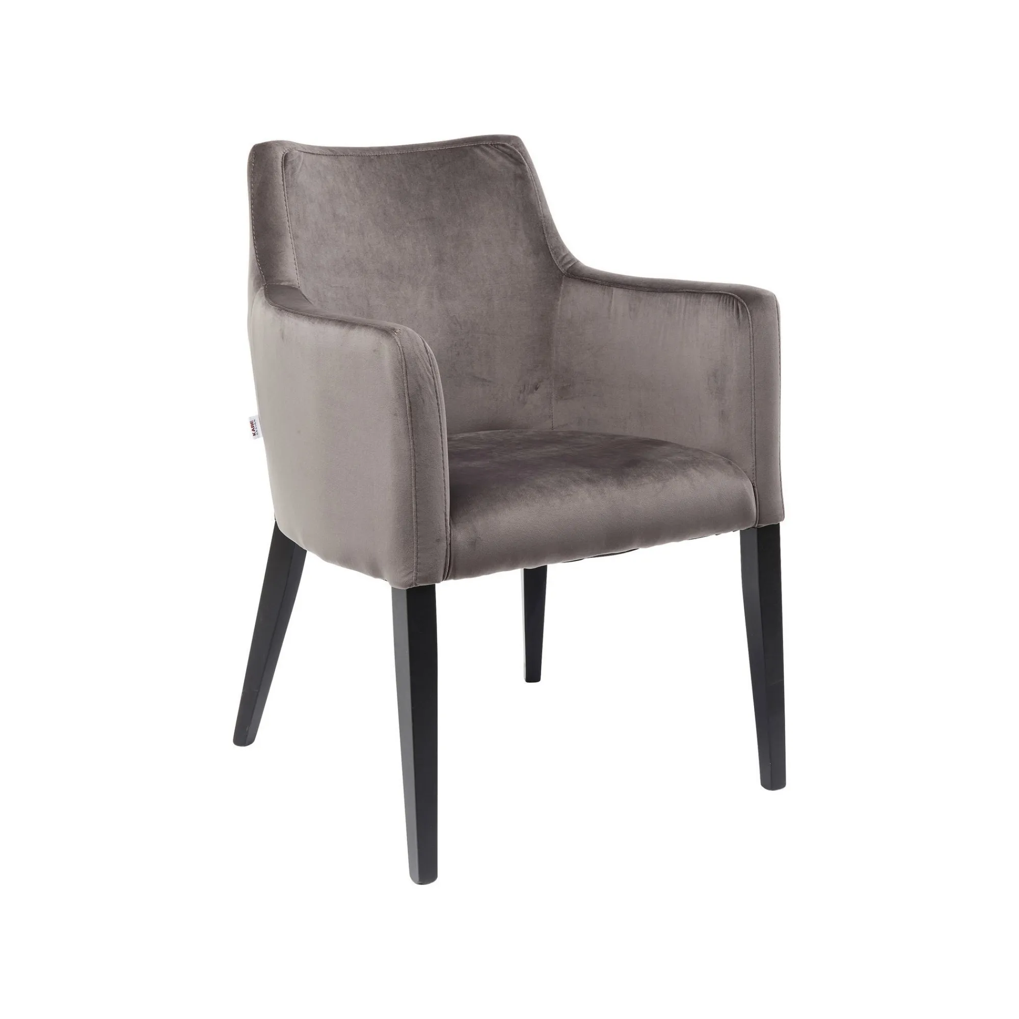 KARE Design Chaise Avec Accoudoirs Mode Pieds Noirs Velours Gris ^ Chaise