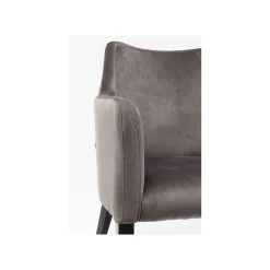 KARE Design Chaise Avec Accoudoirs Mode Pieds Noirs Velours Gris ^ Chaise