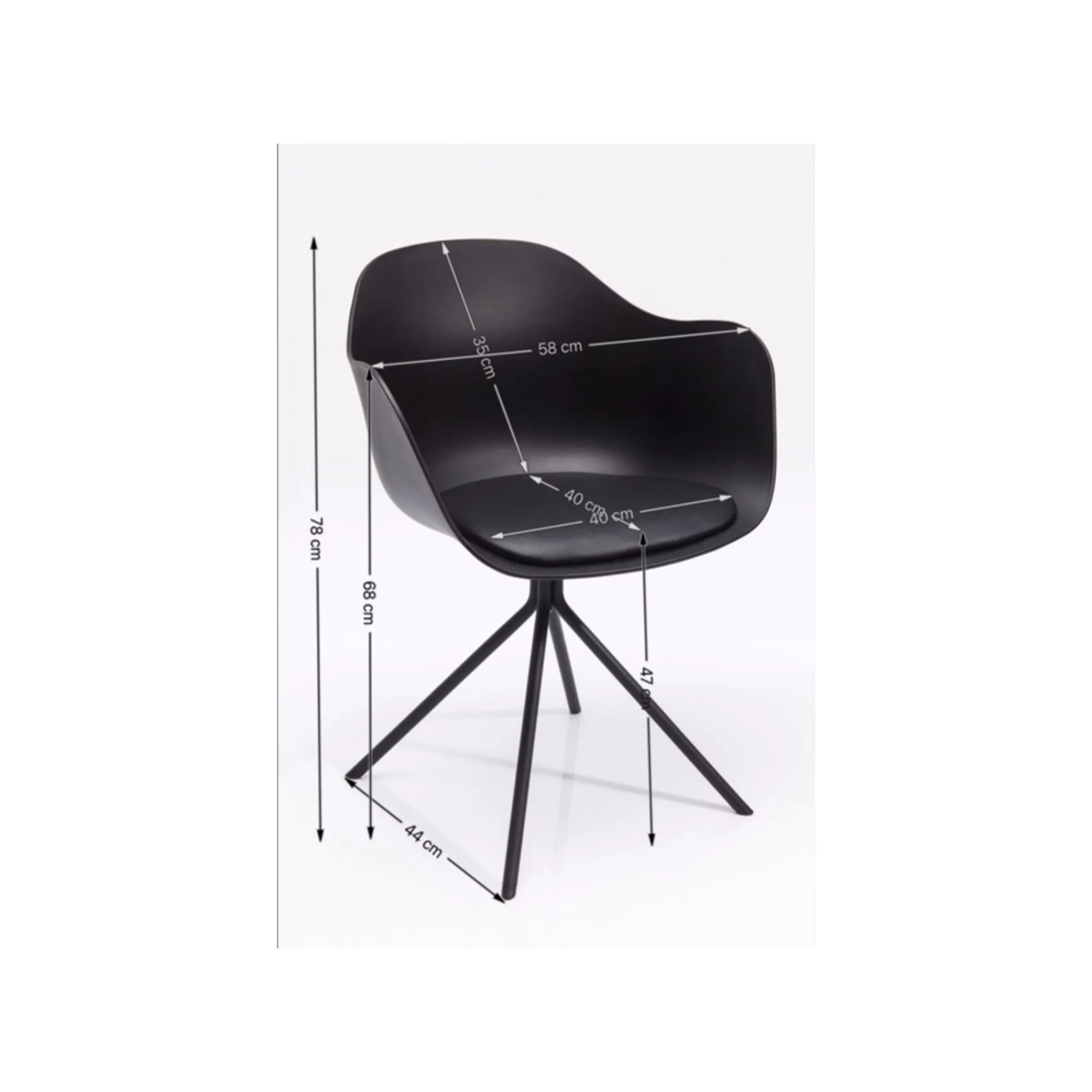 KARE Design Chaise Avec Accoudoirs Pivotante Bel Air Noire ^ Chaise