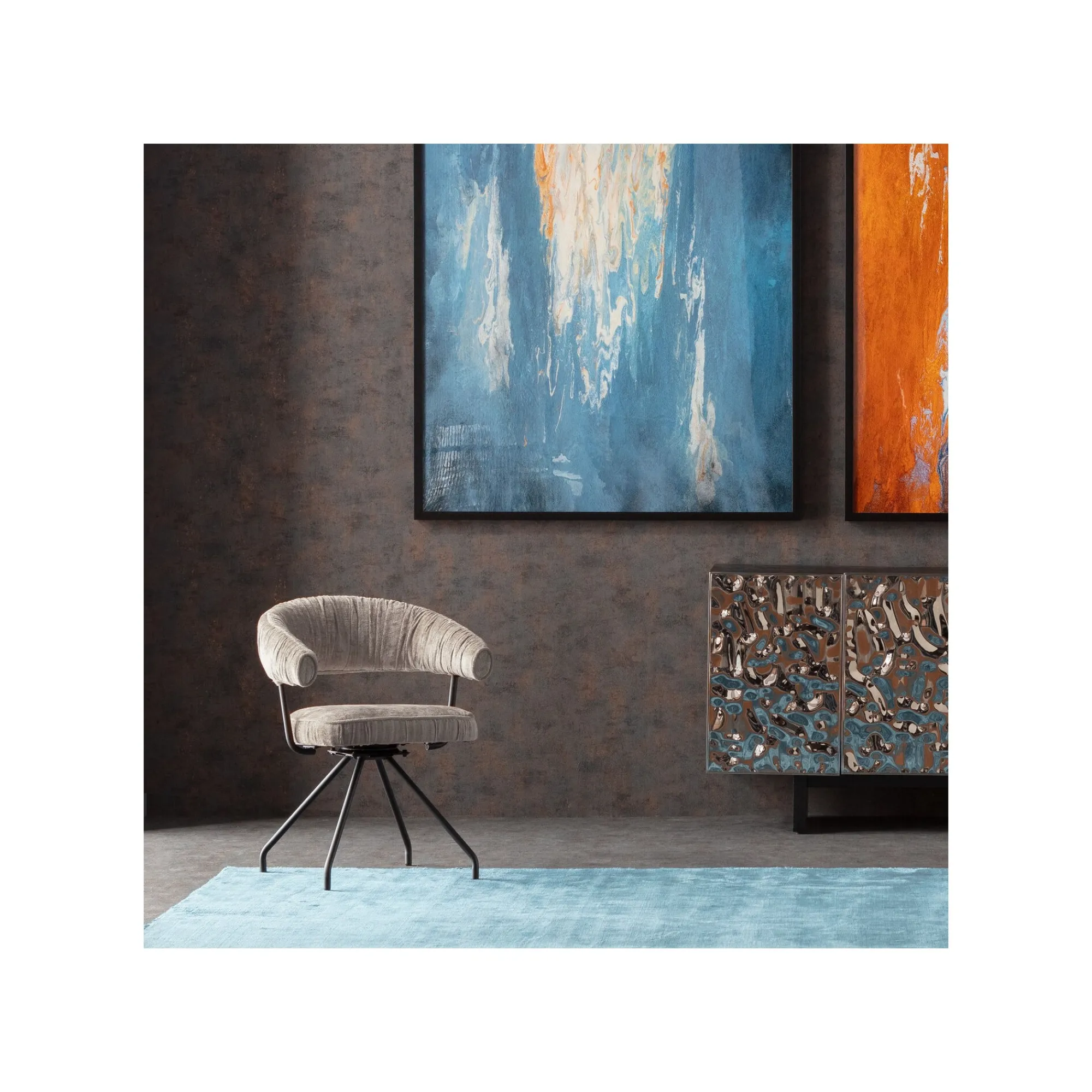 KARE Design Chaise Avec Accoudoirs Pivotante Arabella Grise ^ Chaise