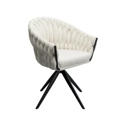 KARE Design Chaise Avec Accoudoirs Pivotante Knot Boucle Blanche ^ Chaise
