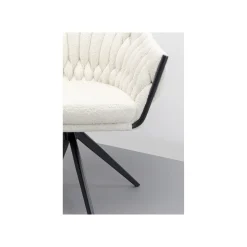 KARE Design Chaise Avec Accoudoirs Pivotante Knot Boucle Blanche ^ Chaise