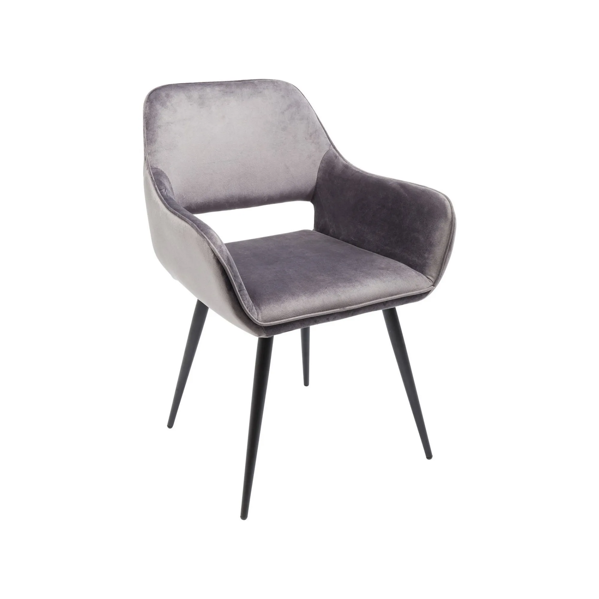 KARE Design Chaise Avec Accoudoirs San Francisco Velours Gris ^ Chaise