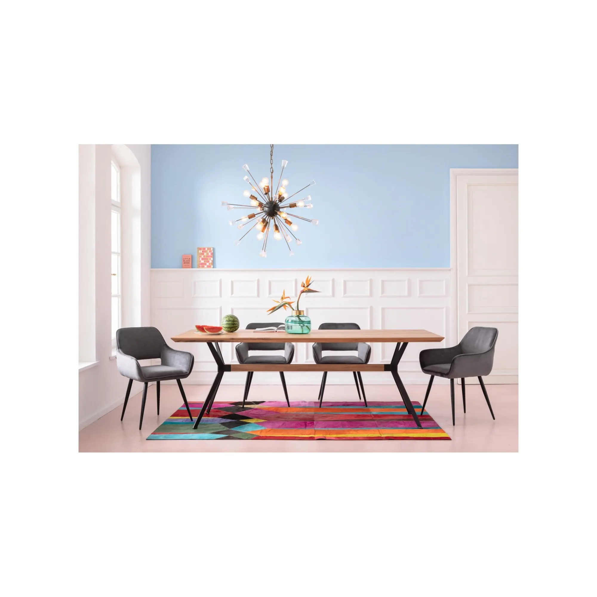 KARE Design Chaise Avec Accoudoirs San Francisco Velours Gris ^ Chaise