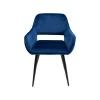 KARE Design Chaise Avec Accoudoirs San Francisco Velours Bleu Pétrole ^ Chaise