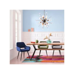 KARE Design Chaise Avec Accoudoirs San Francisco Velours Bleu Pétrole ^ Chaise