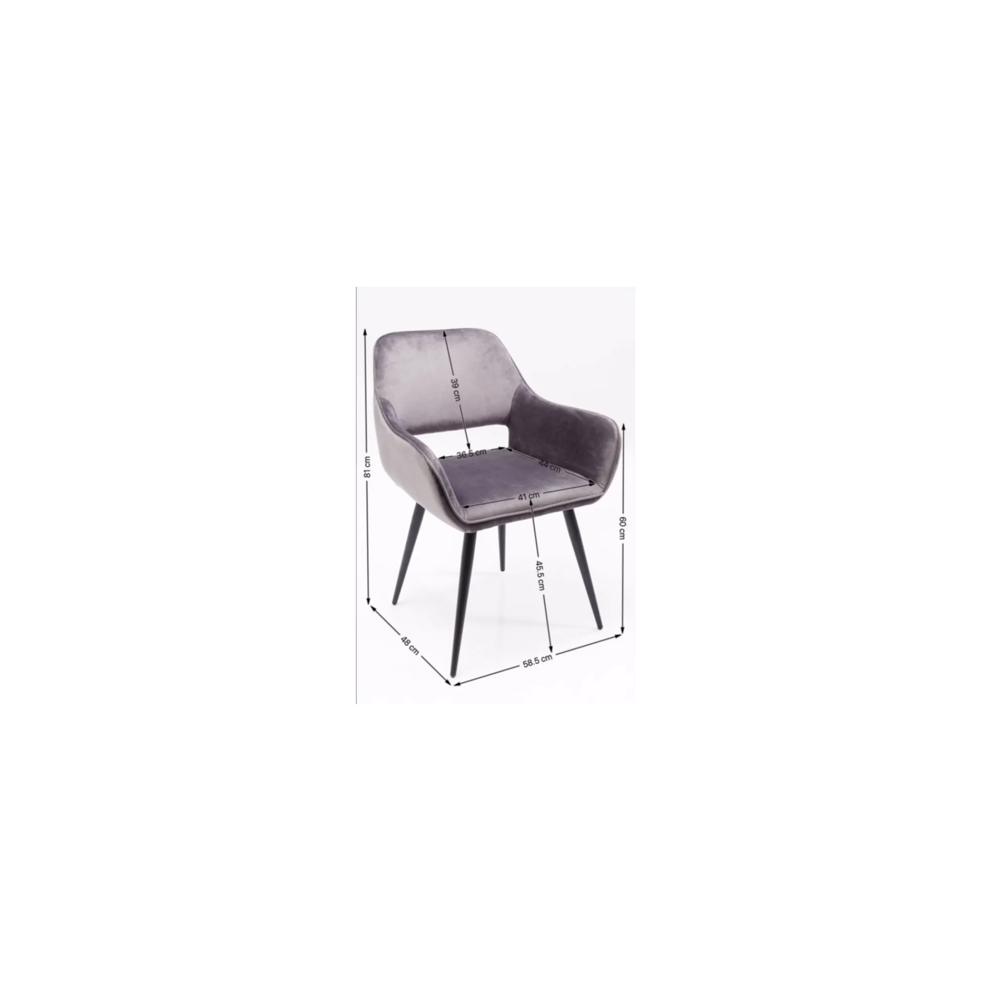 KARE Design Chaise Avec Accoudoirs San Francisco Velours Bleu Pétrole ^ Chaise