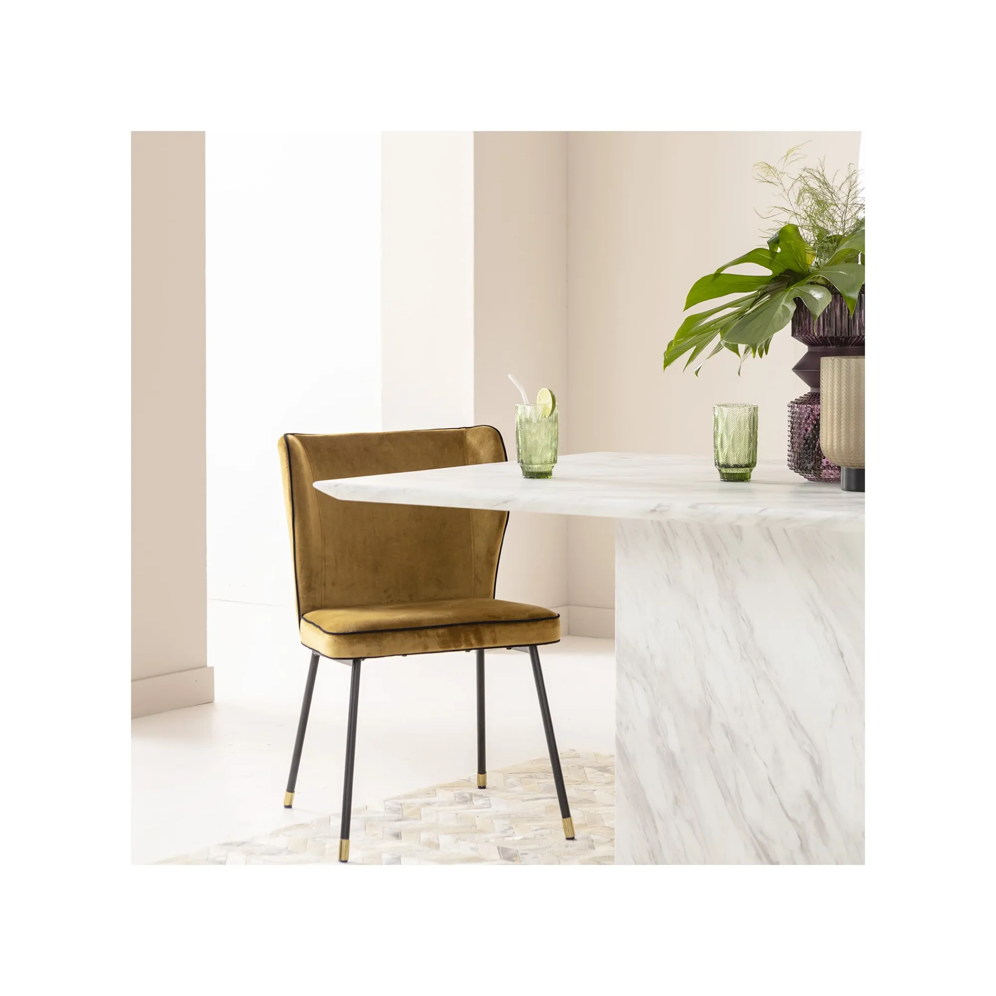KARE Design Chaise Irina Velours Ocre ^ Chaise