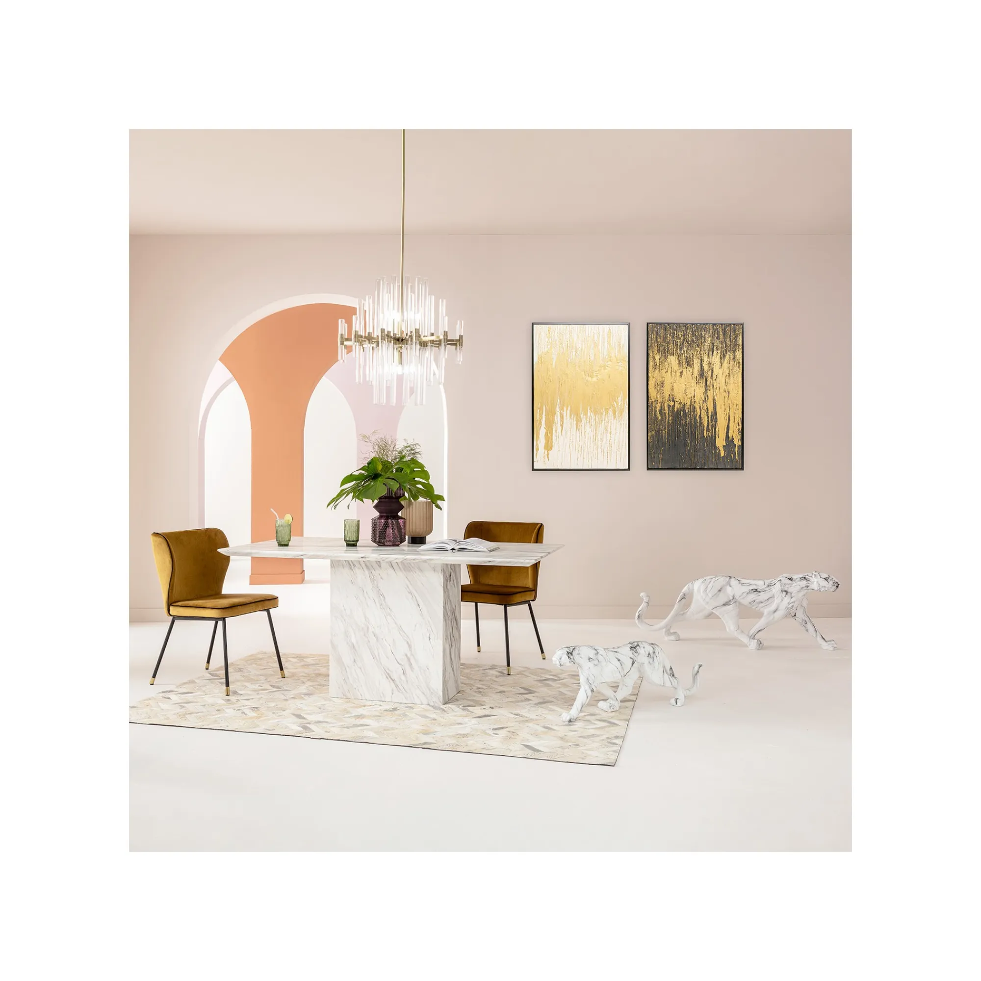 KARE Design Chaise Irina Velours Ocre ^ Chaise