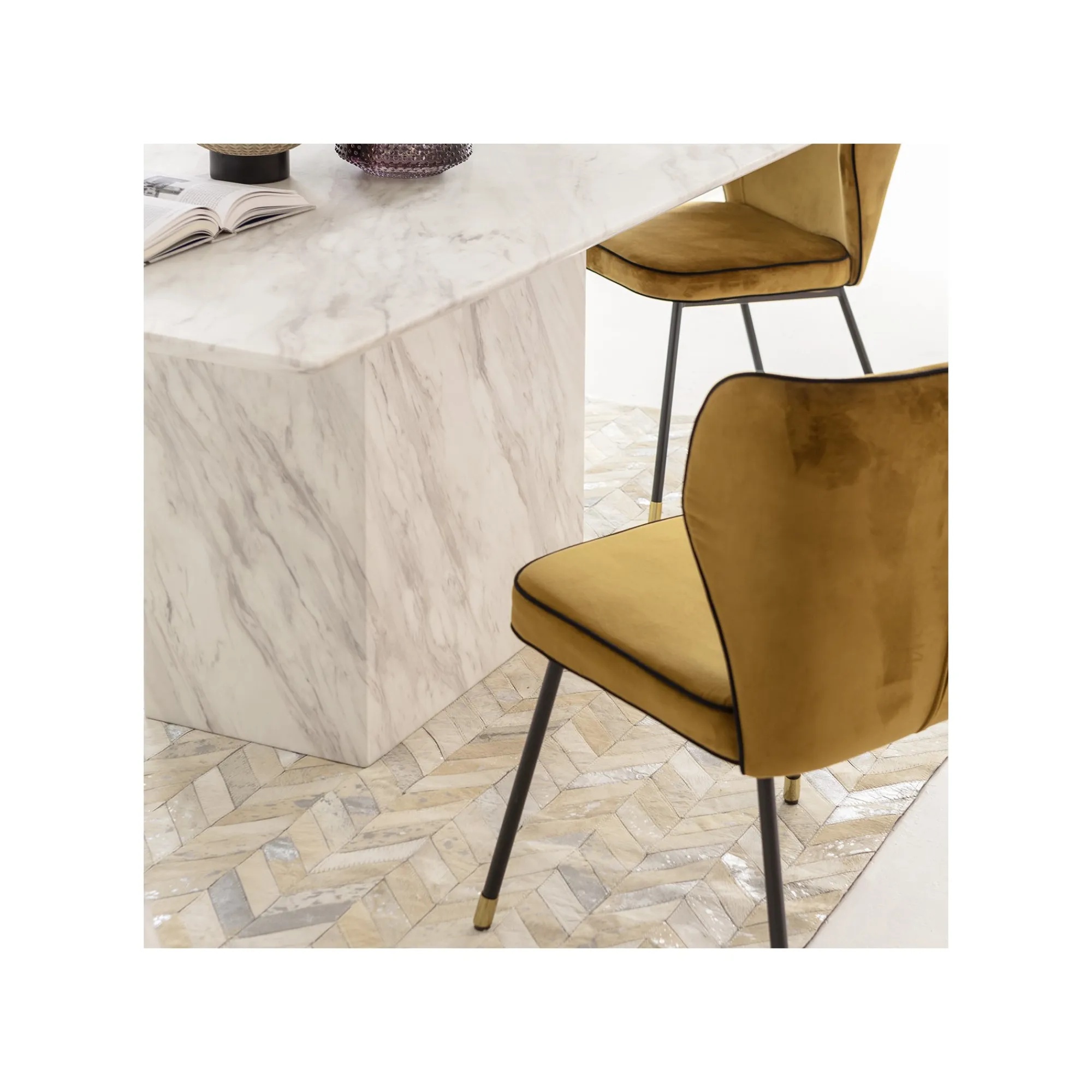 KARE Design Chaise Irina Velours Ocre ^ Chaise