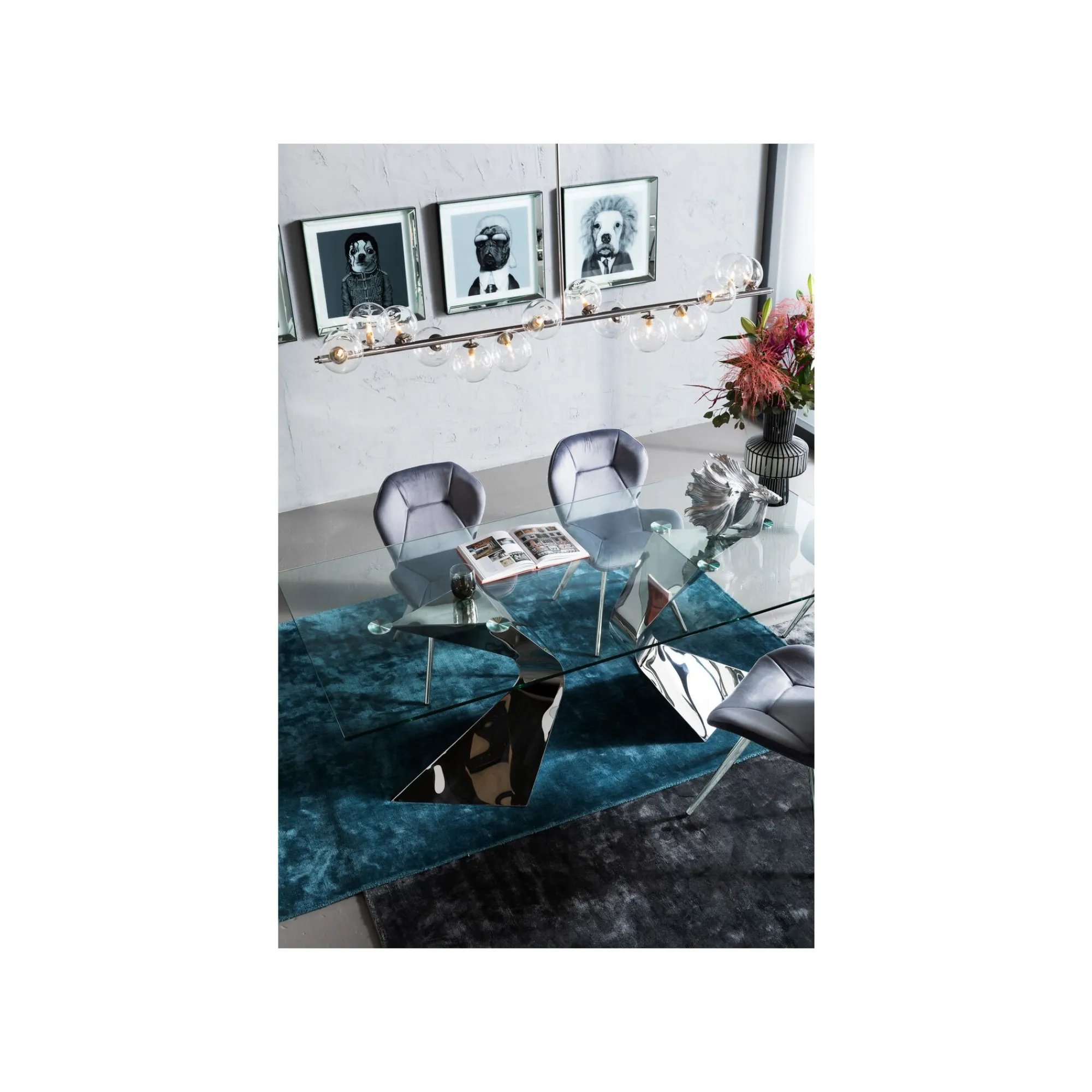 KARE Design Chaise Viva Velours Gris Et Chrome ^ Chaise
