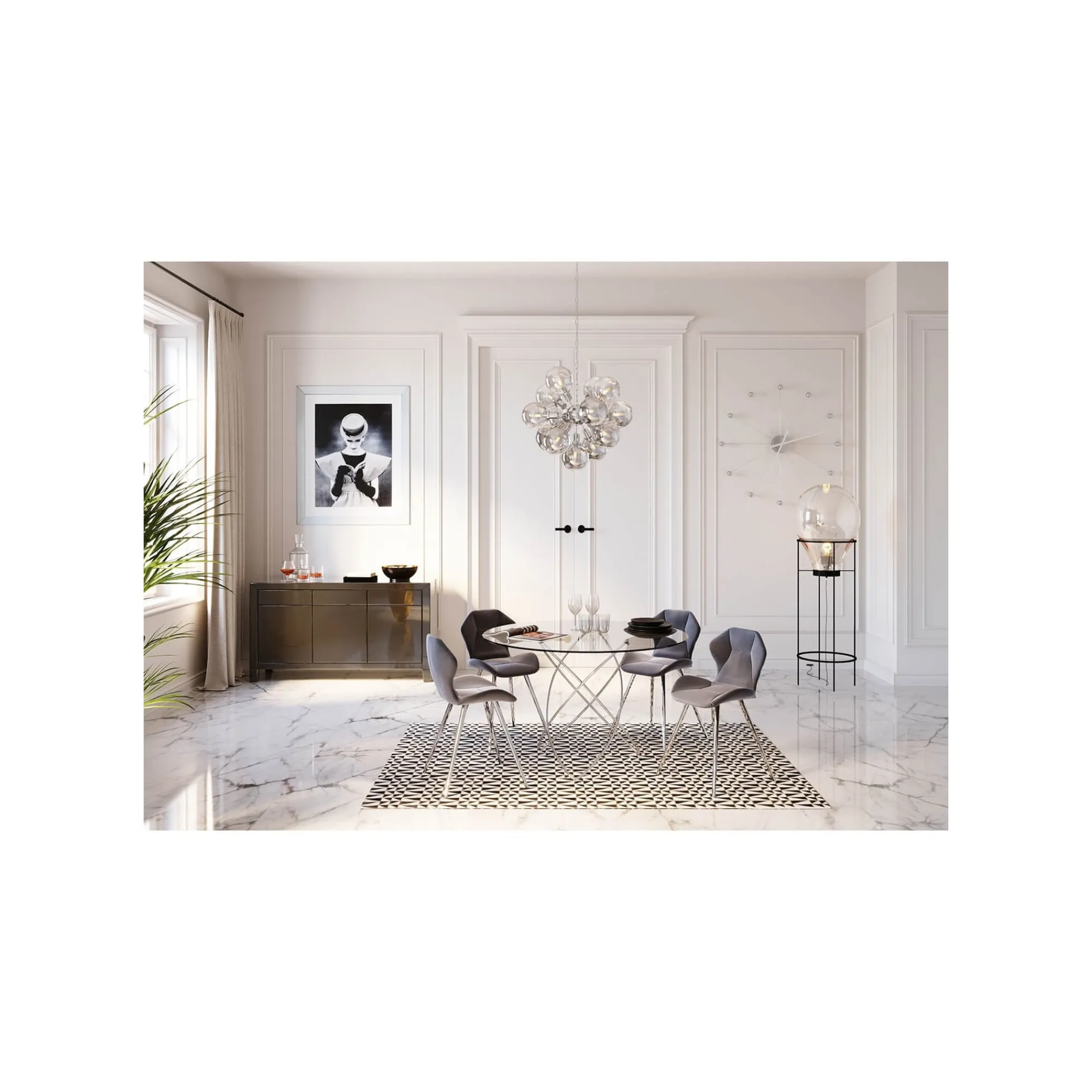 KARE Design Chaise Viva Velours Gris Et Chrome ^ Chaise