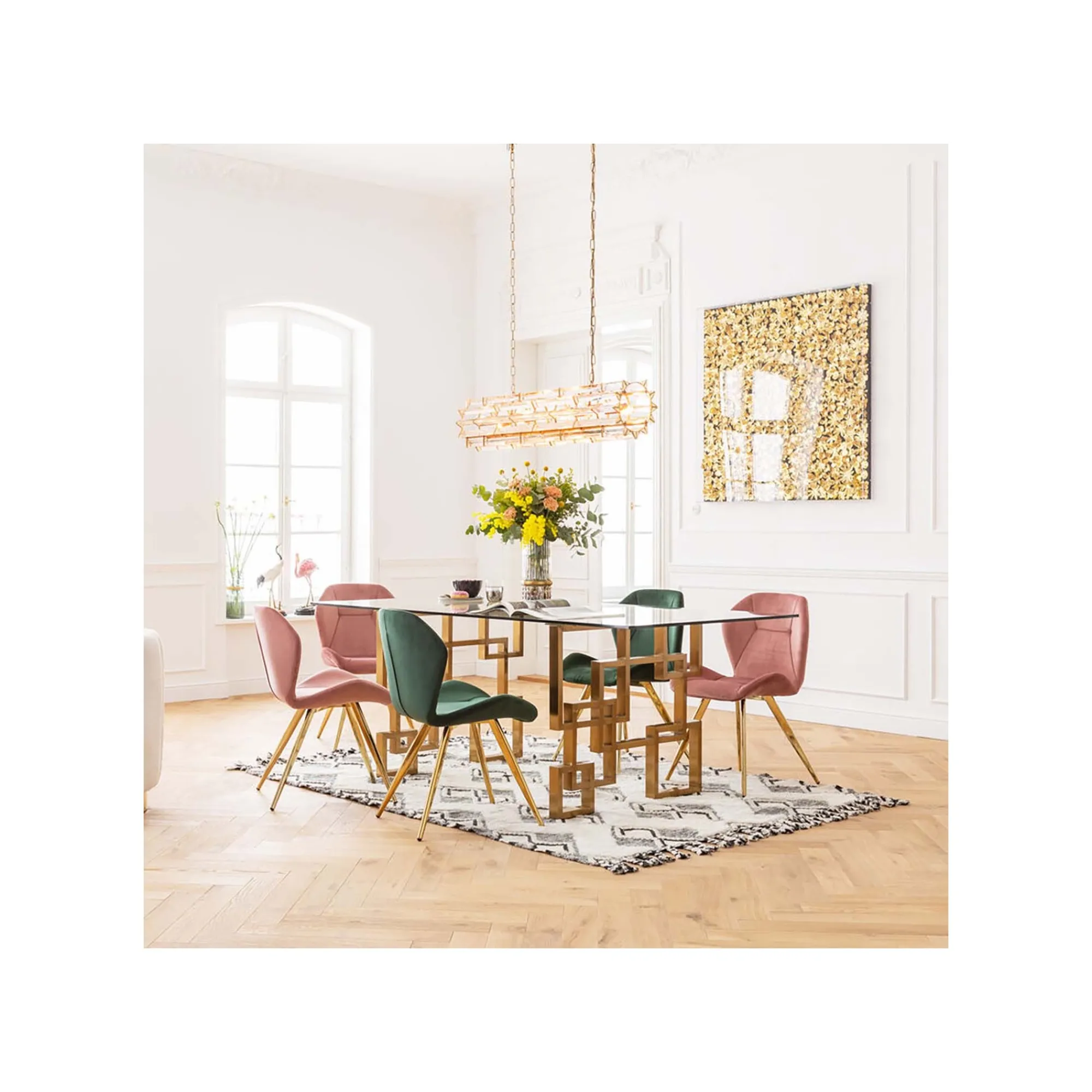 KARE Design Chaise Viva Velours Vert Et Or ^ Chaise